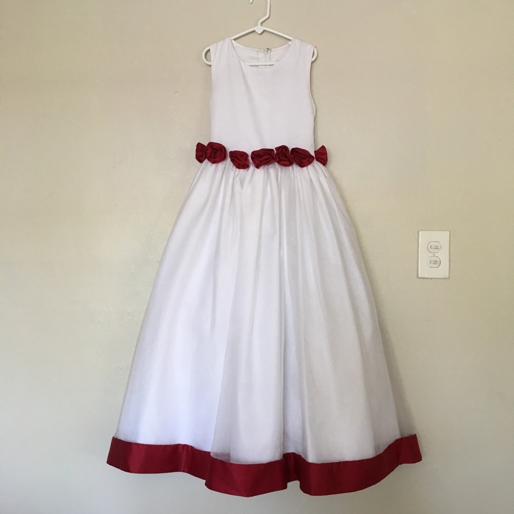 Rosebuds White and Red Dress